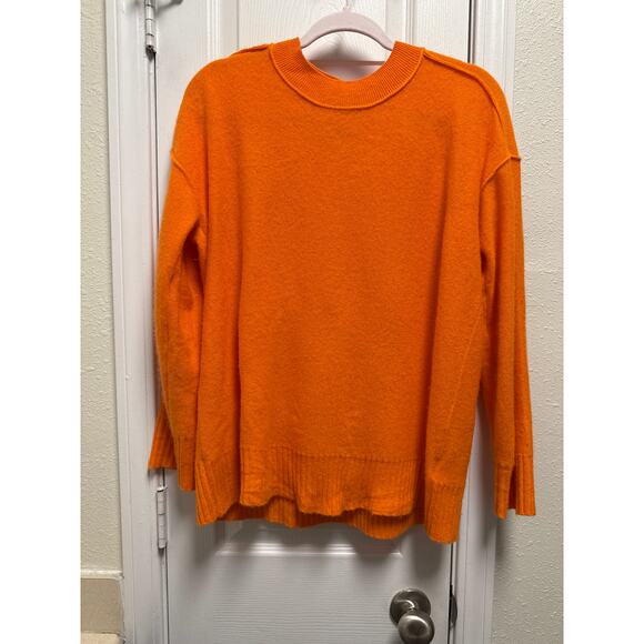 Anthropologie Pilcro Angie Seamed Cashmere Relaxed Sweater Orange Size Medium - Picture 4 of 9